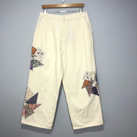 New Anthropologie x Forever That Girl Quilted Patchwork Trousers Size XL - Picture 7 of 11